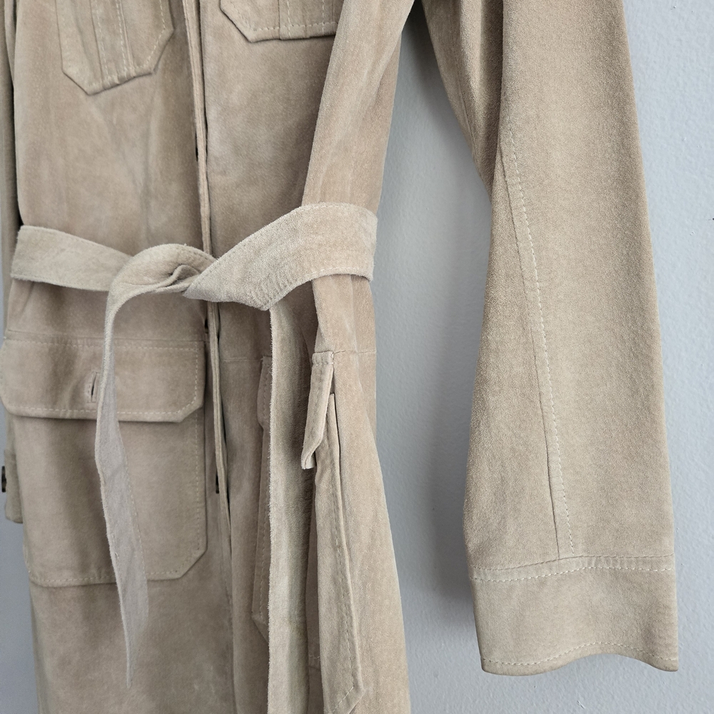 INC International Concepts Beige Suede Trench Coat - Picture 4 of 10